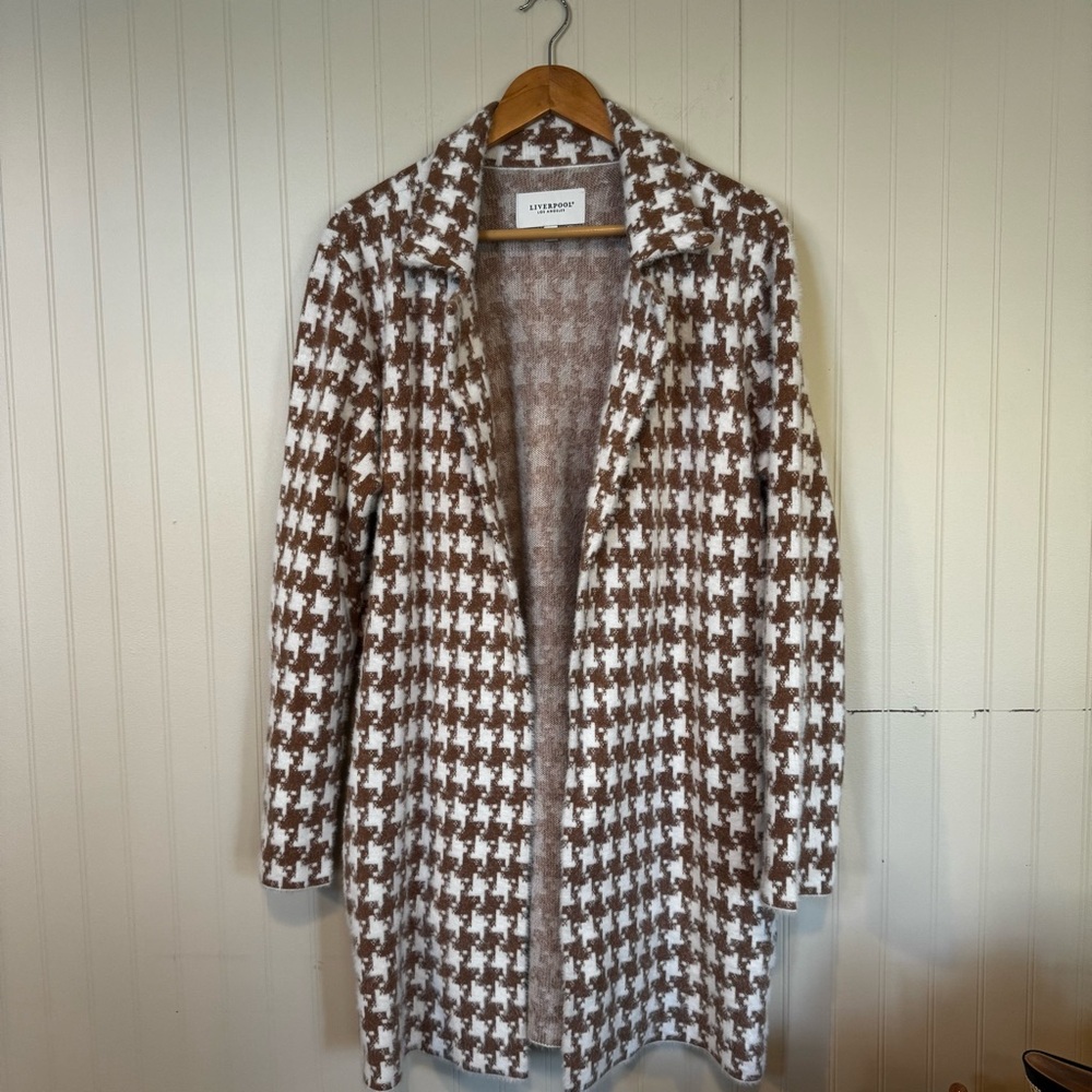 Liverpool Los Angeles Open-Front Coat Camel Sweater